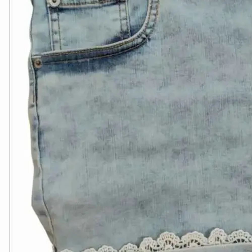 NWT Girls Light Blue Lacey Denim Shorts ~16.5,18.5 Plus